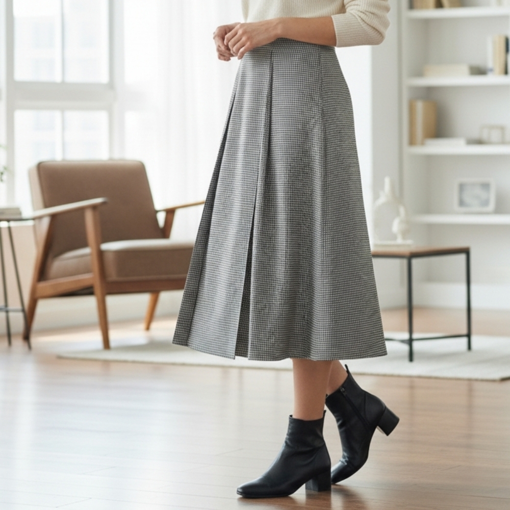 Vintage Hobnobber Houndstooth wool skirt